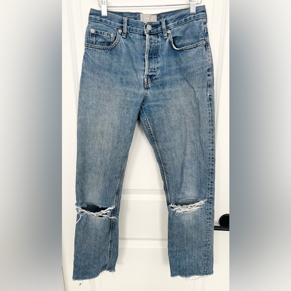Everlane Denim - Everlane The Cheeky Jean Mid Rise Straight Leg Button Fly Denim Women’s SZ 26